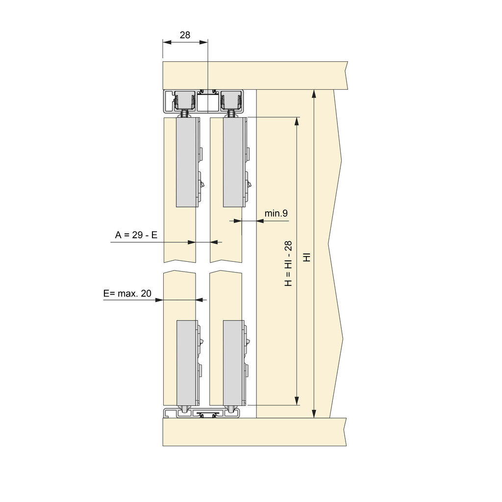 Flow upper track for surface mounting, 2,35 m, Matt anodized, Aluminium-2