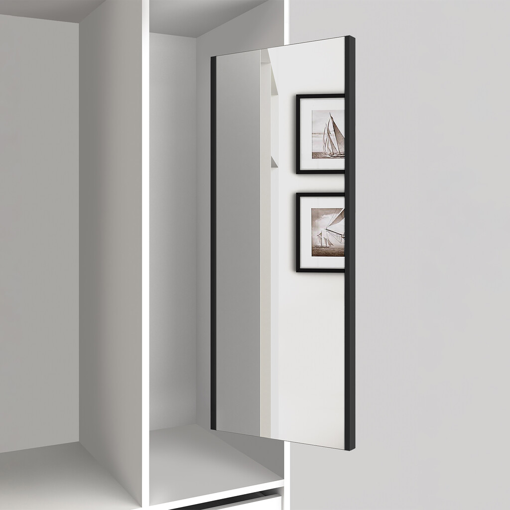 Espejo extraíble para interior de armario, Acero y Plástico y Cristal, Pintado negro texturizado-4