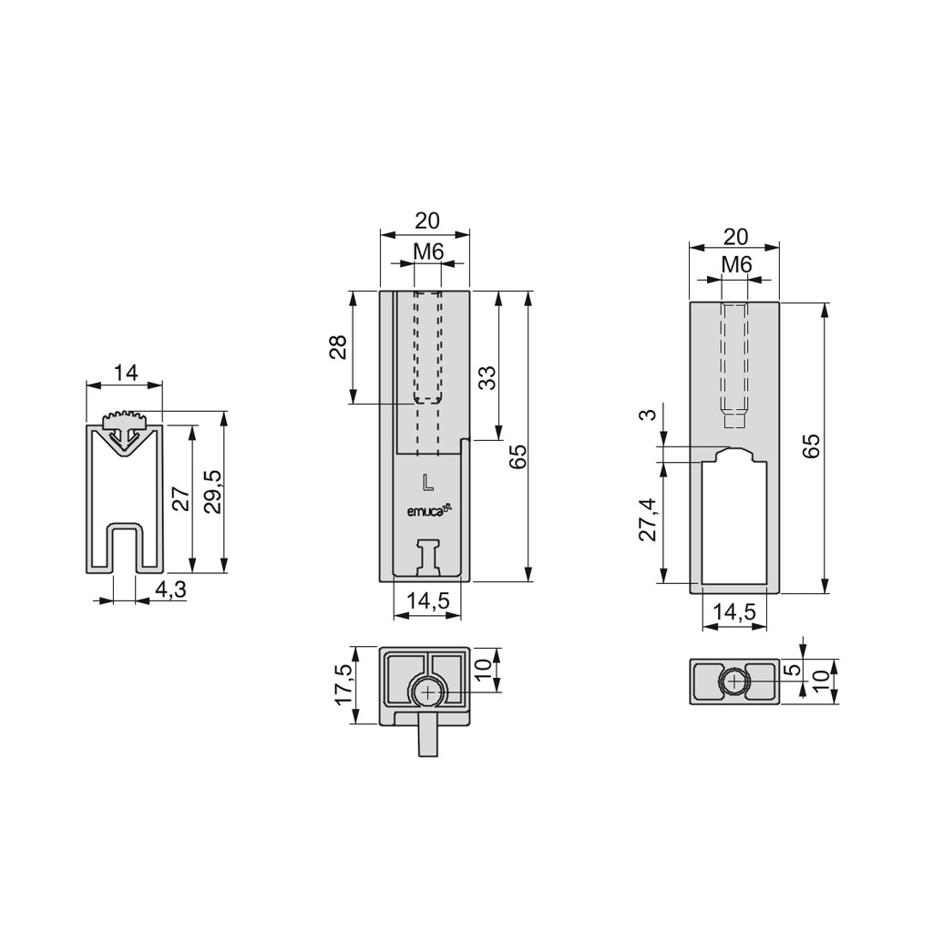Lote de 2 calhas para roupeiros Luxe com 1,15m de comprimento e suportes, Alumínio e Plástico, Cinzento pedra pintada-1