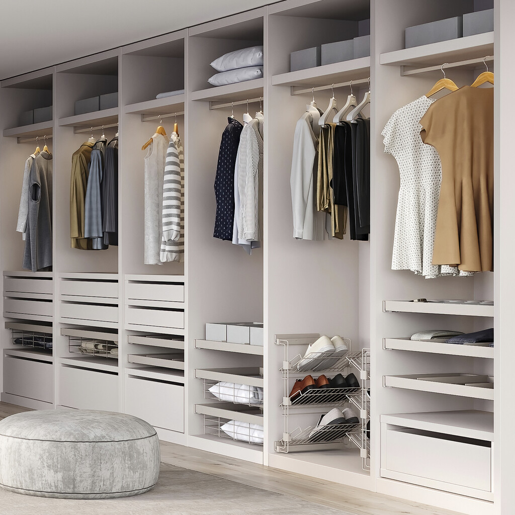 Satz von 2 x 0,75 m langen Luxe-Garderobenstangen mit Halterungen, Aluminium und Kunststoff, Steingrau lackiert-3