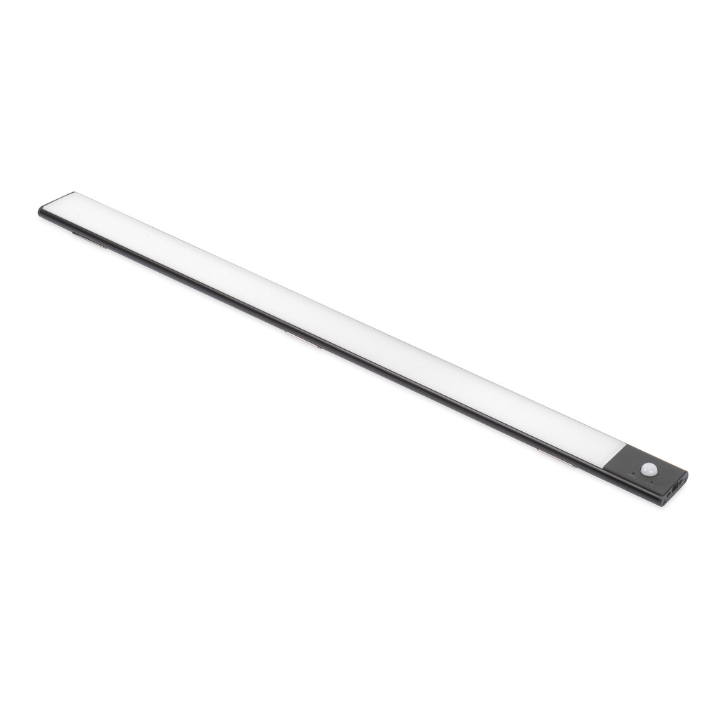 USB wiederaufladbare LED-Wandleuchte Kaus Black mit Bewegungssensor,, L400mm, Kunststoff und Aluminium, Schwarzer Metallic-Lack-Primary