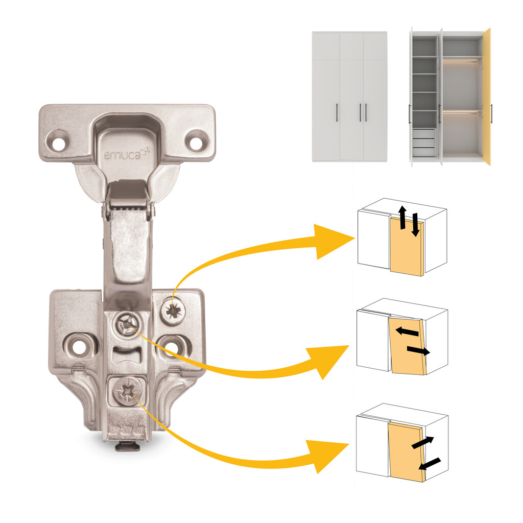 Lot of 20 X92 inset hinges with soft closing and screw-on plates, Steel, Nickel Plated-6