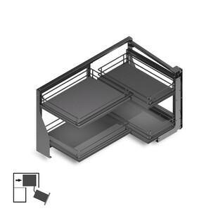 Pull-out corner pull-out corner for Titane kitchen furniture, right-hand opening, Steel and Wood, Anthracite grey product photo