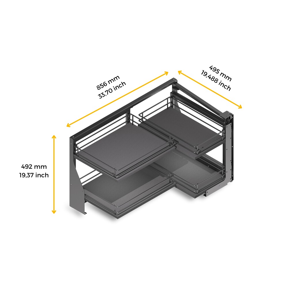 Pull-out corner pull-out corner for Titane kitchen furniture, right-hand opening, Steel and Wood, Anthracite grey-2