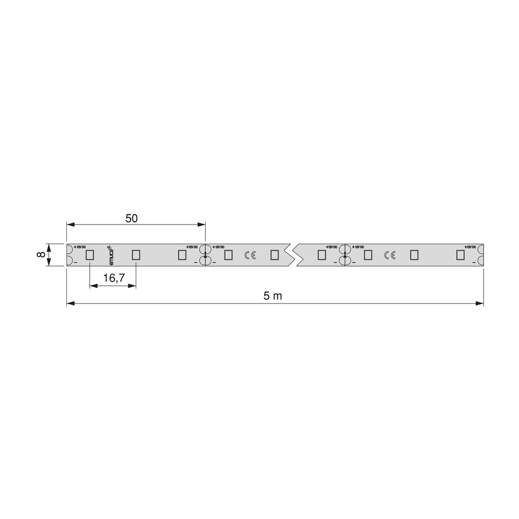 LED-Leiste Lynx Basic 4,8W/m IP20 (12V DC), Länge 5m, warmweißes Licht 3.000K, Kunststoff-1