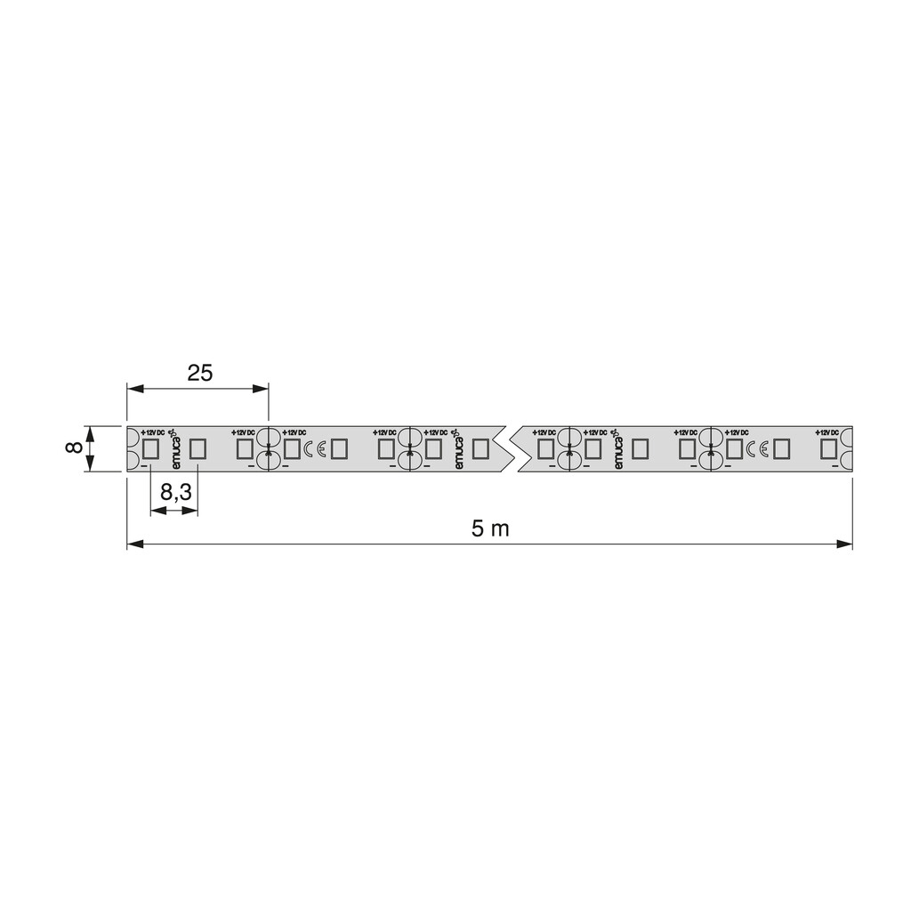 LED-Leiste Lynx Basic 9,6W/m IP20 (12V DC), Länge 5m, warmweißes Licht 3.000K, Kunststoff-1