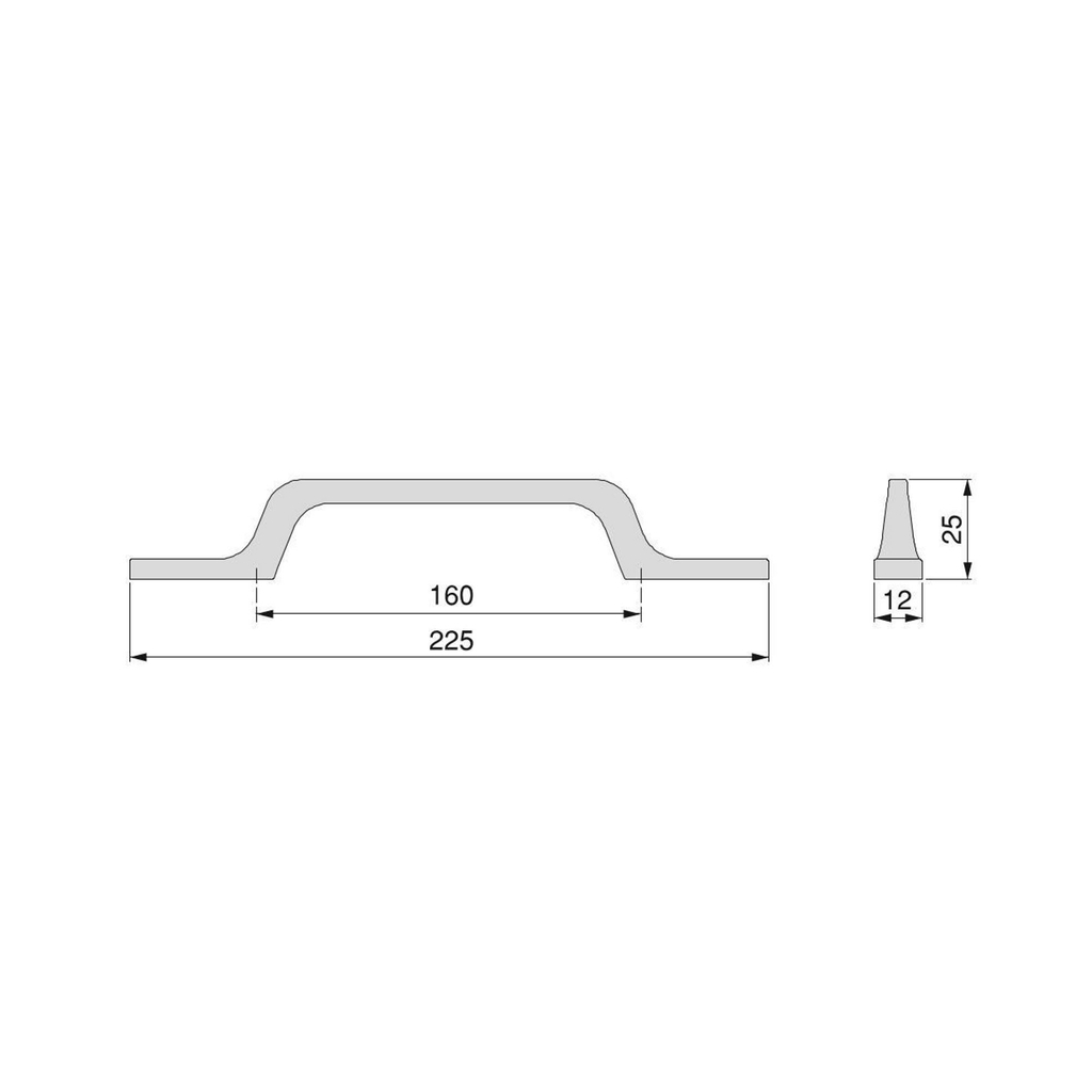 Lot von 5 Möbelgriffe Osaka, L225mm, 160mm Achsenabstand, Aluminium, Dunkelgrau-1
