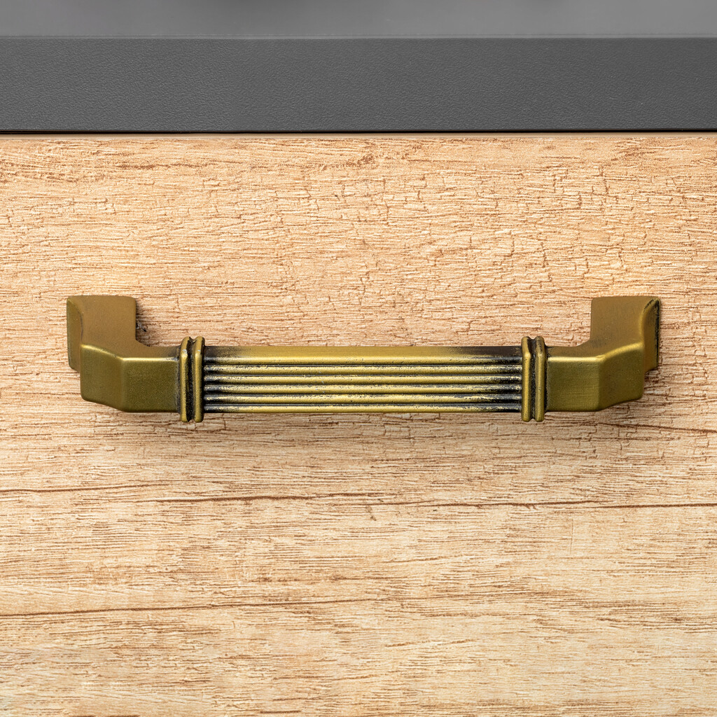 Tirador para mueble Bangkok, L117mm, intereje 96mm, Zamak, Oro viejo-2