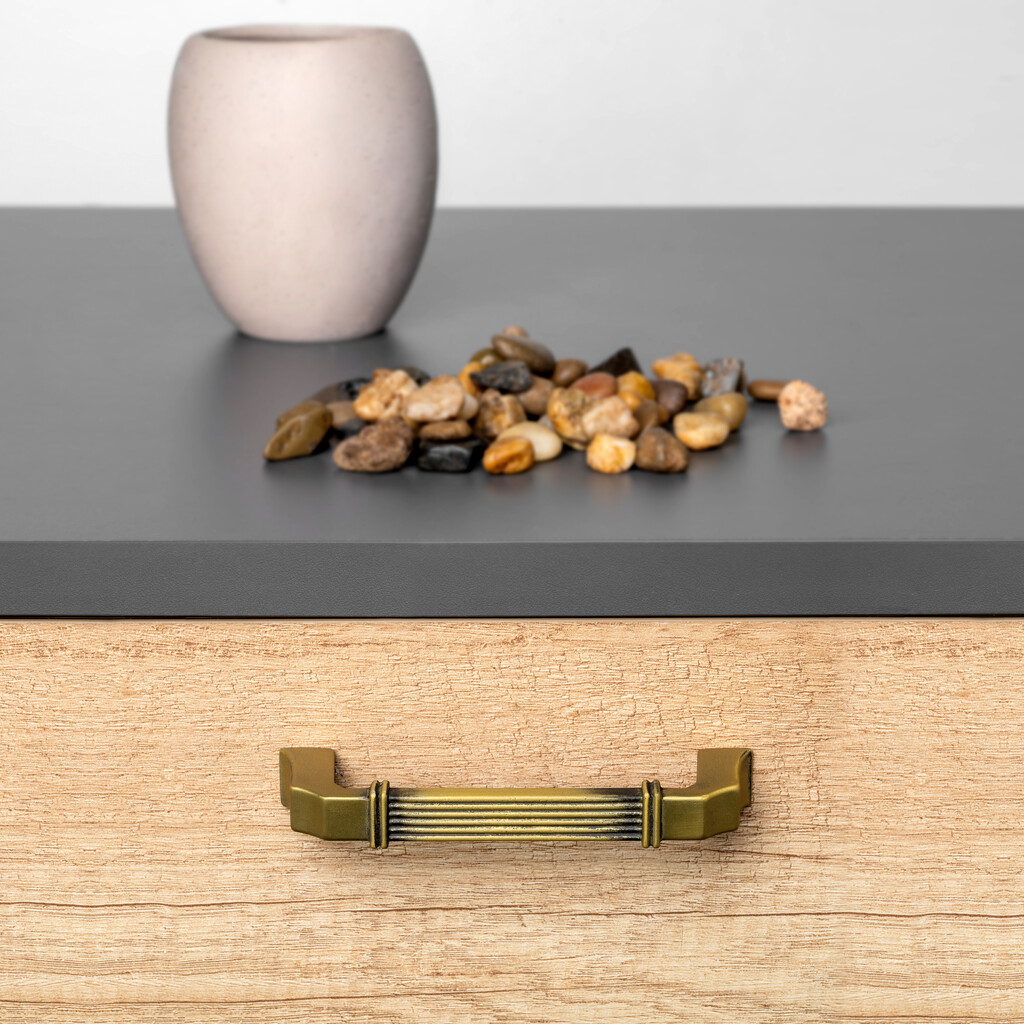Tirador para mueble Bangkok, L117mm, intereje 96mm, Zamak, Oro viejo-3
