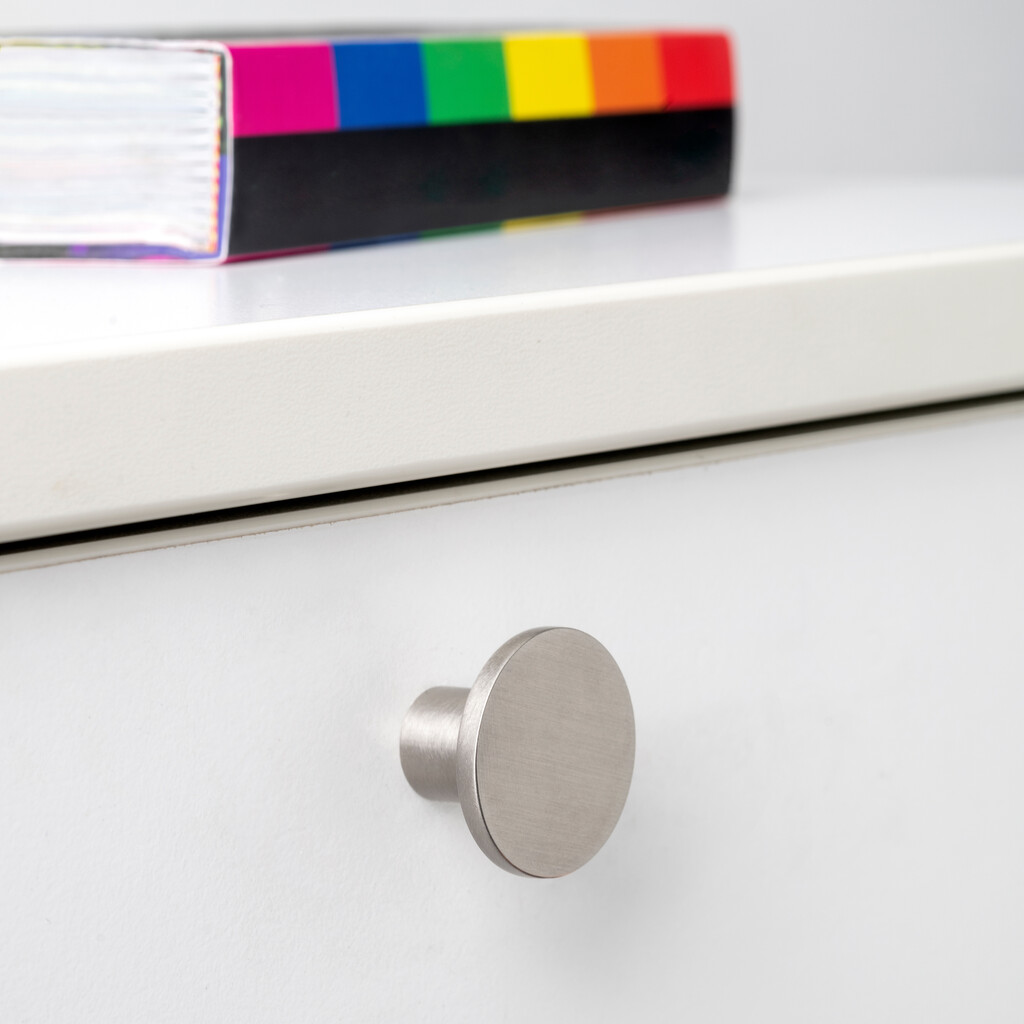 Bouton pour meubles Bucarest, diamètre 26mm, Zamak, Nickel satiné-3
