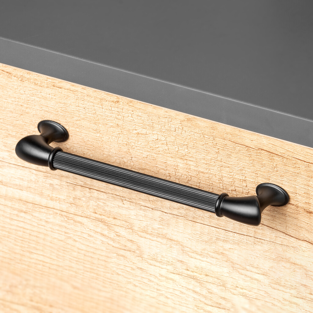 Furniture handle Suez, L184mm, 160mm interaxis, Aluminium, Black painted-2