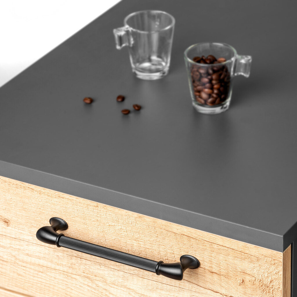 Furniture handle Suez, L184mm, 160mm interaxis, Aluminium, Black painted-3