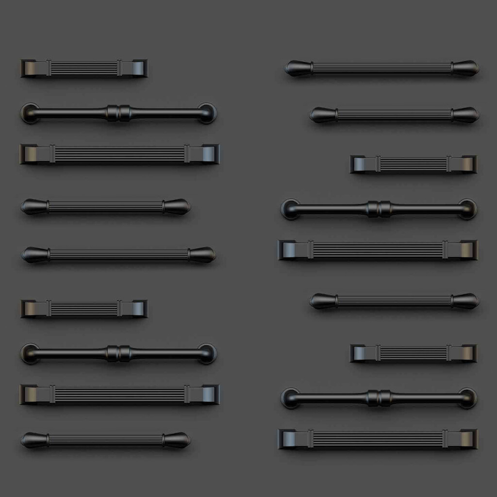 Furniture handle Suez, L184mm, 160mm interaxis, Aluminium, Black painted-5