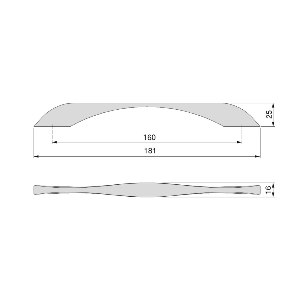 Furniture handle Varna, L181mm, 160mm interaxis, Zamak, Black painted-1