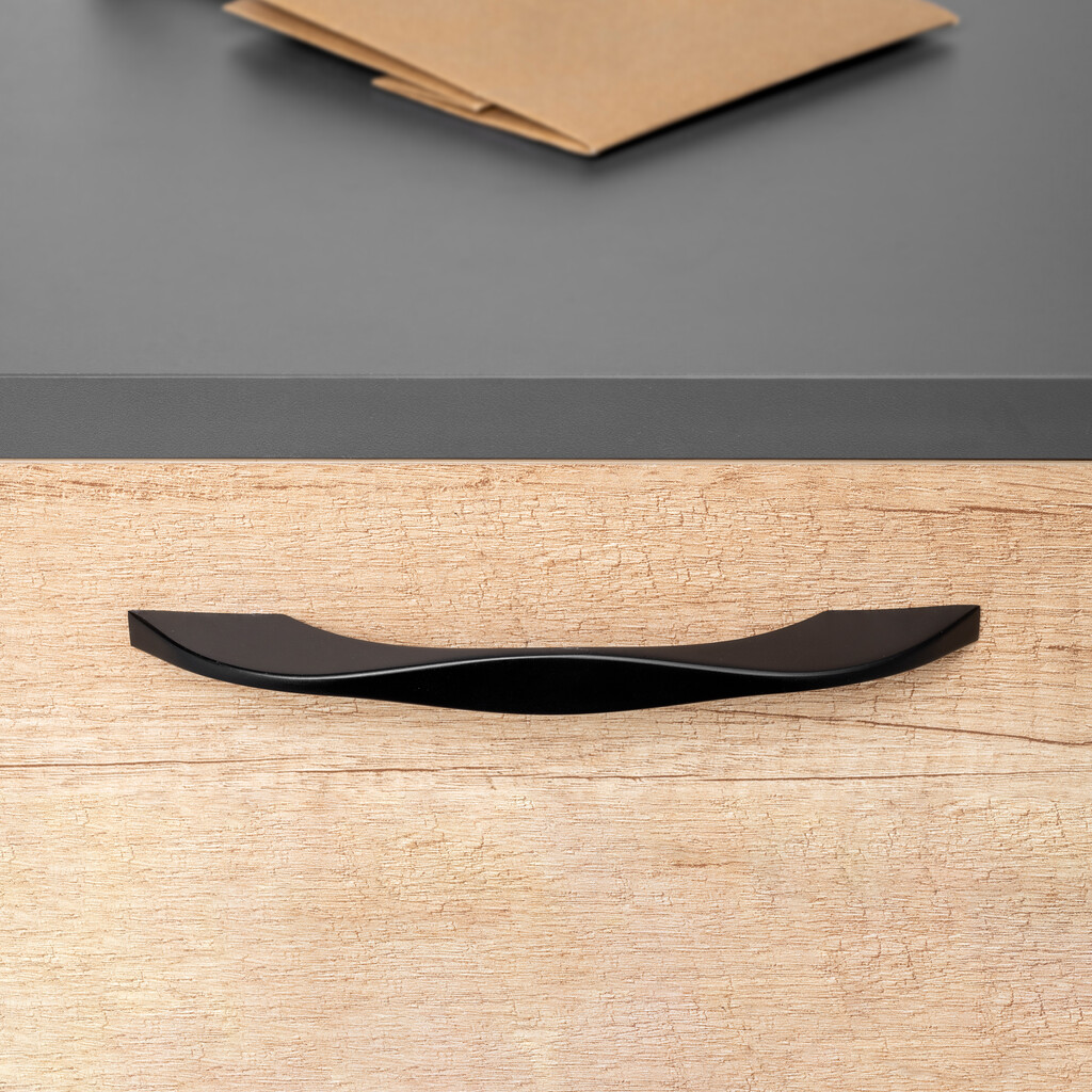 Furniture handle Varna, L181mm, 160mm interaxis, Zamak, Black painted-2