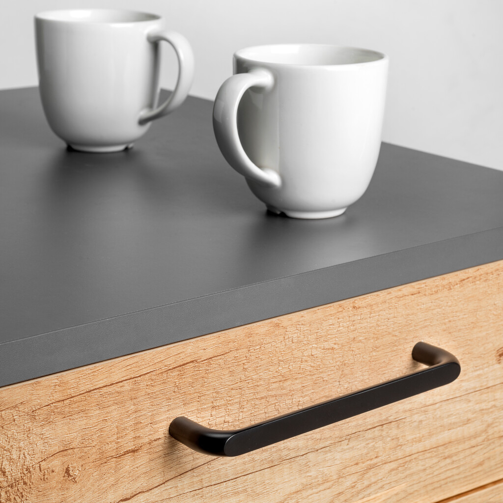 Tirador para mueble Zagreb, L236mm, intereje 224mm, Zamak, Pintado negro-3
