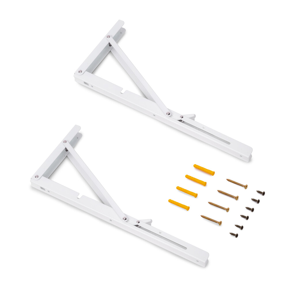 Satz Klappbarer Stützen, Länge 403mm, Stahl, Weiß lackiert-Primary