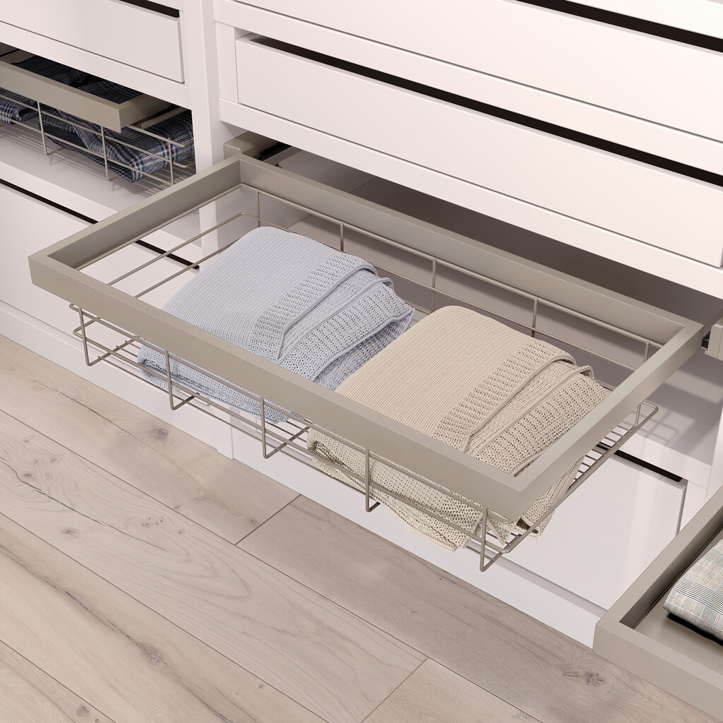 Rack avec glissières à fermeture douce pour accessoires d'armoire Hack, 923 - 957, Peint gris pierre-4