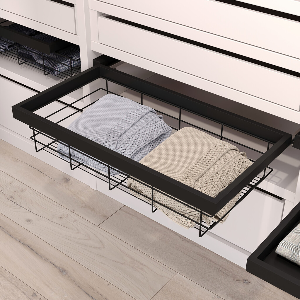 Schublade oder Drahtkorb für Schränke und Kommoden Hack, 782 (M90), Tiefschwarz lackiert, Stahl-3