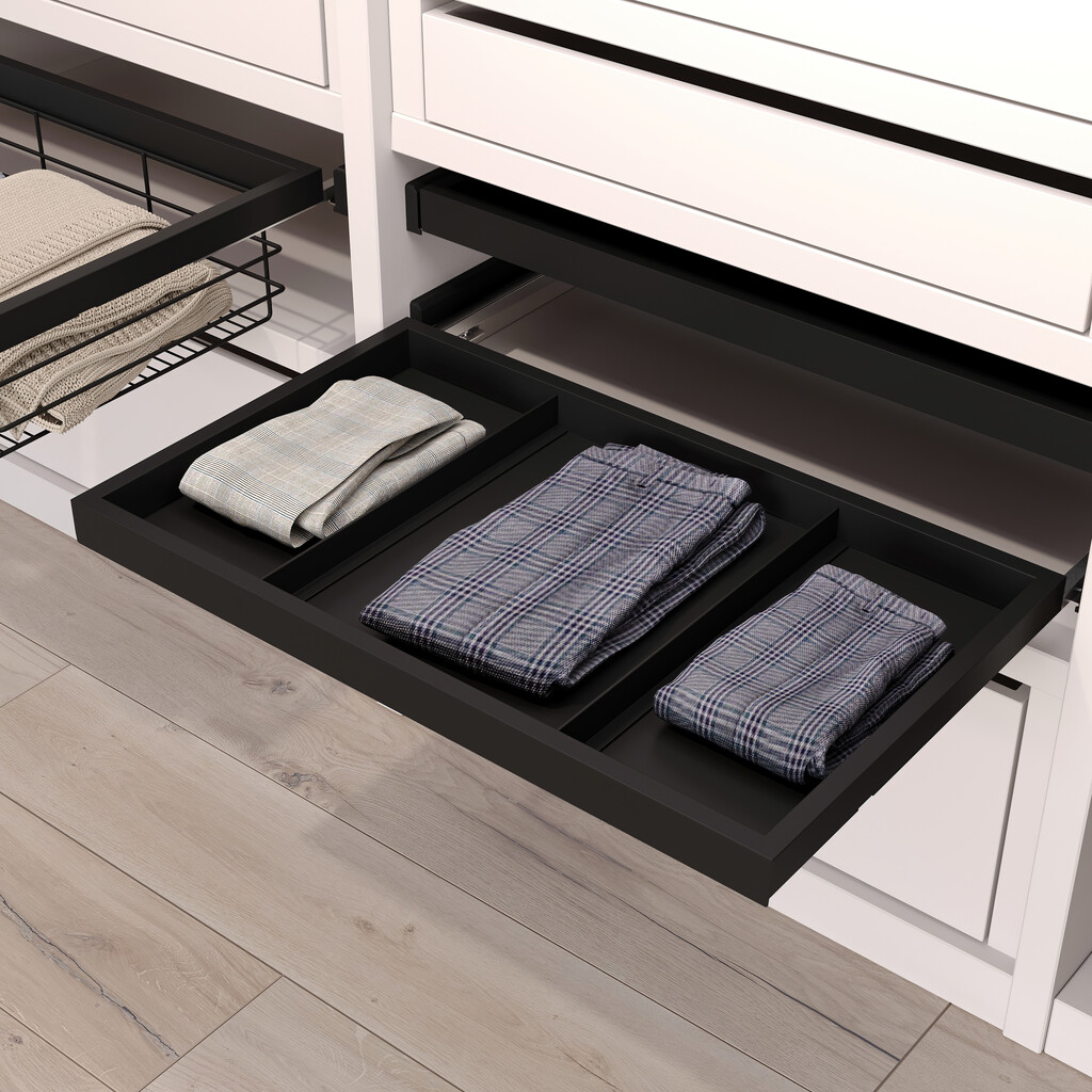 Plateau ou étagère pour placards et commodes Hack, 483 (M60), Peint en noir texturé, Acier-3