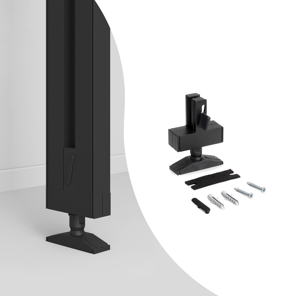 Set of rectangular levelers for mounting Zero profiles (Floor - Ceiling), Textured black painted-Primary