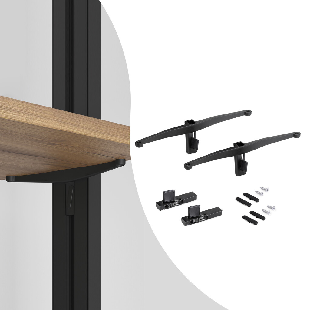 Jeu de consoles pour tablette en Bois pour structure Zero, Zamak, Peint en noir texturé-Primary