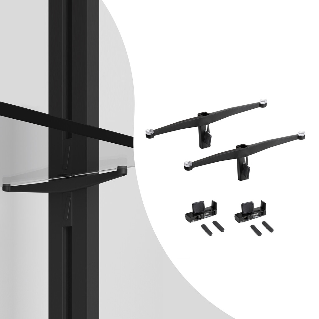 Jeu de consoles pour tablette en Verre pour structure Zero, Zamak, Peint en noir texturé-Primary
