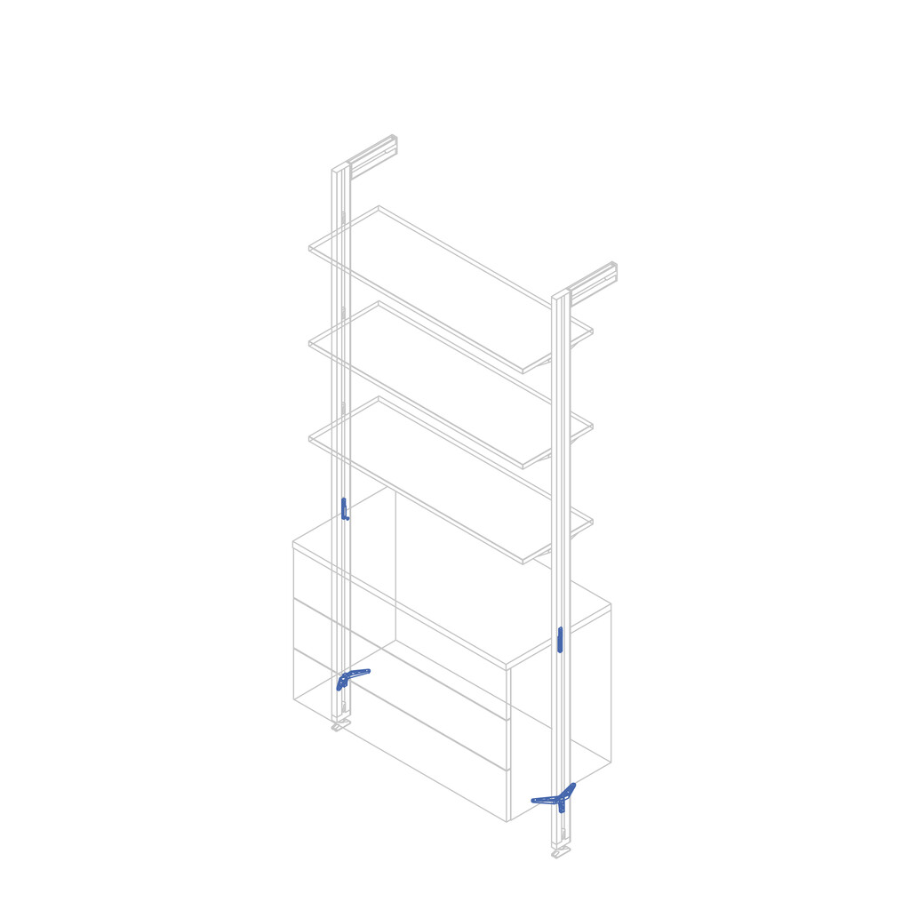Jeu de supports pour module unique pour cadre Zero, Zamak, Peint en noir texturé-2