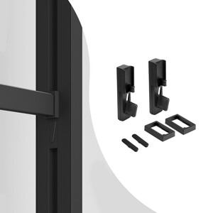 Pair of Zero Frame Hanging Rail Supports Pair, Zamak and Plastic, Textured black painted product photo
