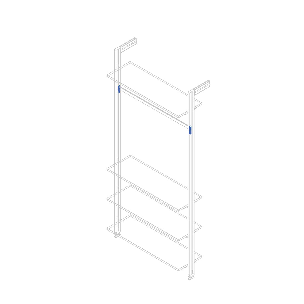 Juego de soportes para barra de colgar para la estructura Zero, Zamak y Plástico, Pintado negro texturizado-2