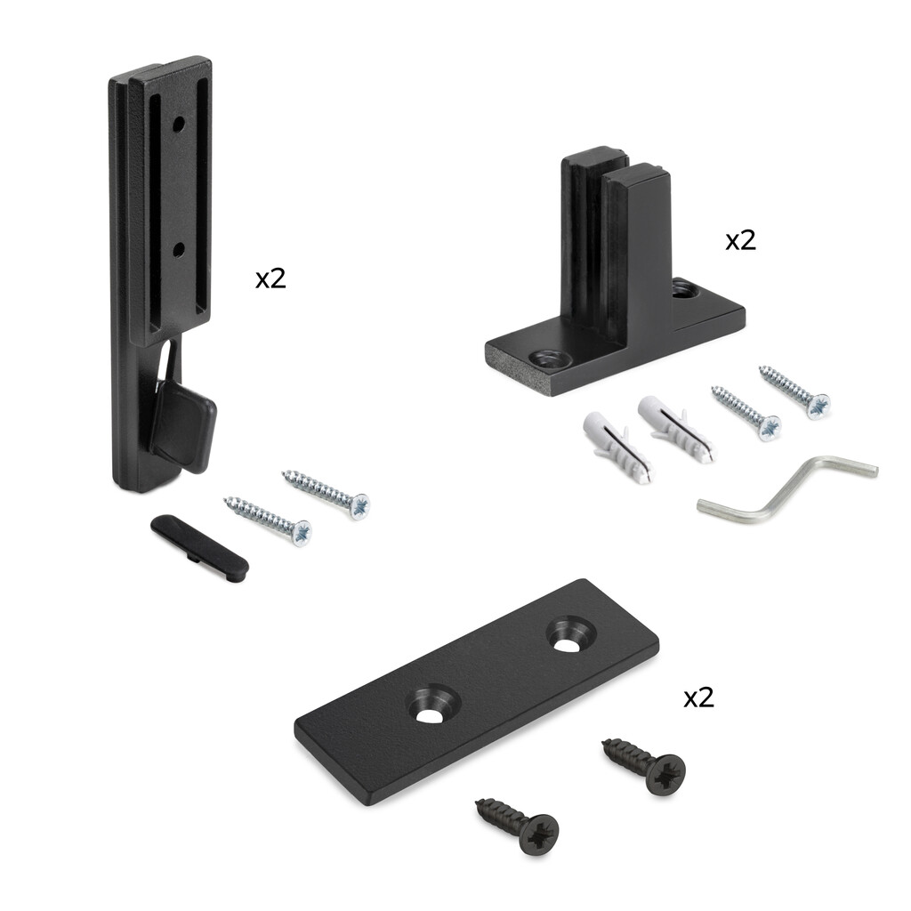 Kit of Fittings kit for mounting Zero profiles to the wall, Zamak and Plastic, Textured Black painted-Primary