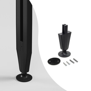 Set of circular levelers for mounting Zero profiles (Floor - Ceiling), Textured black painted, Plastic and Zamak product photo