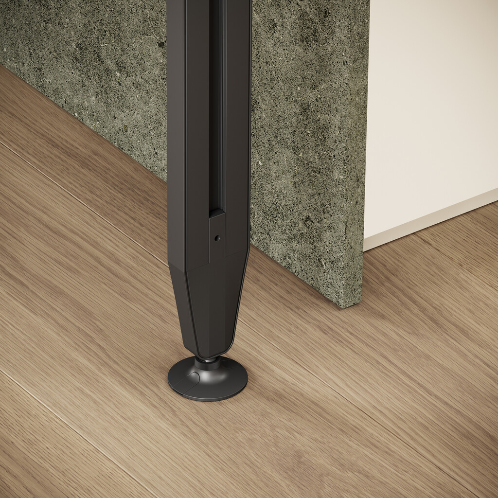 Set of circular levelers for mounting Zero profiles (Floor - Ceiling), Textured black painted, Plastic and Zamak-4