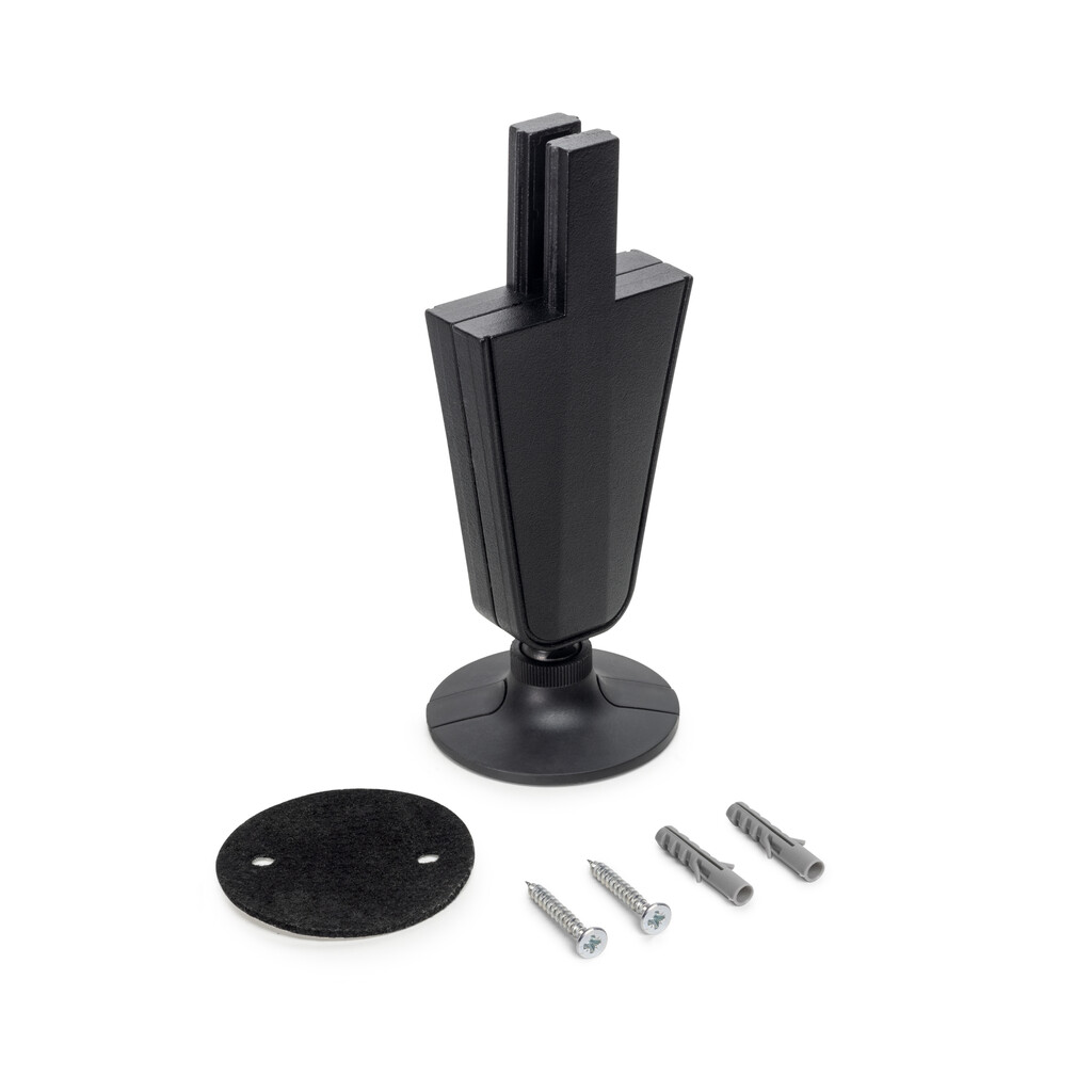 Set of circular levelers for mounting Zero profiles (Floor - Ceiling), Textured black painted, Plastic and Zamak-7