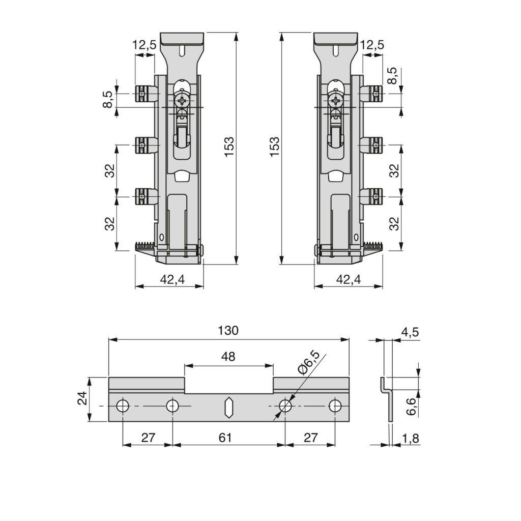 Kit of concealed hangers for wall units Levelup1 with bracket, Steel, Zinc plated-1