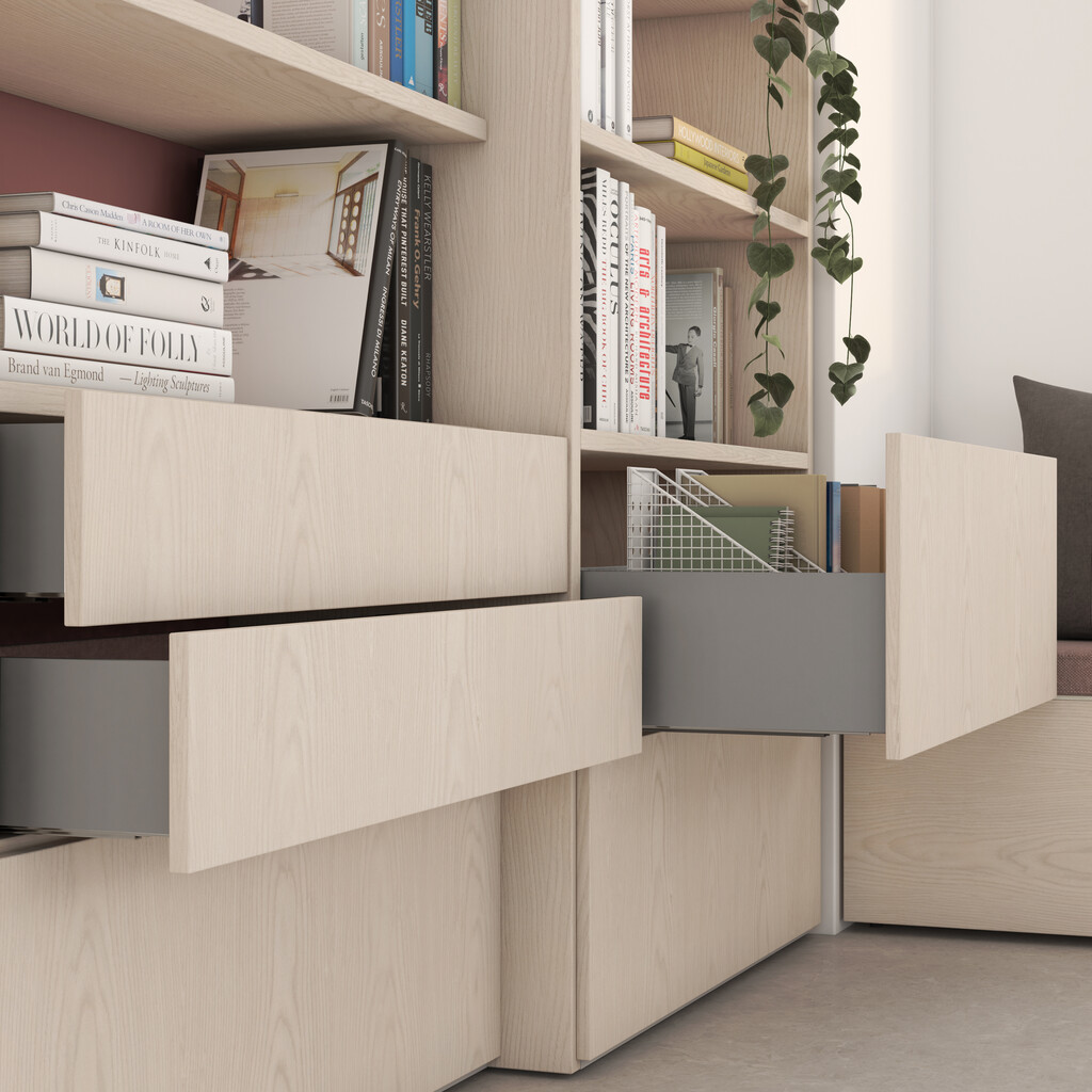 Aussenschublade Vertex mit 3D-Regelung, Höhe 93mm, 40Kg, Tiefe 500mm, Stahl, Grau metallic-5