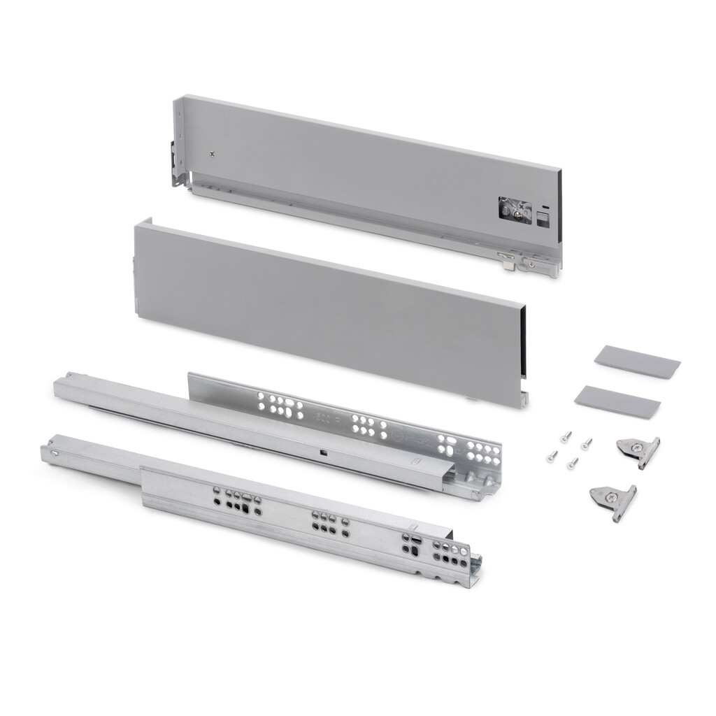 Vertex with 3D regulation External drawer, height 131mm, 40kg, depth 350mm, Steel, Silver painted-Primary