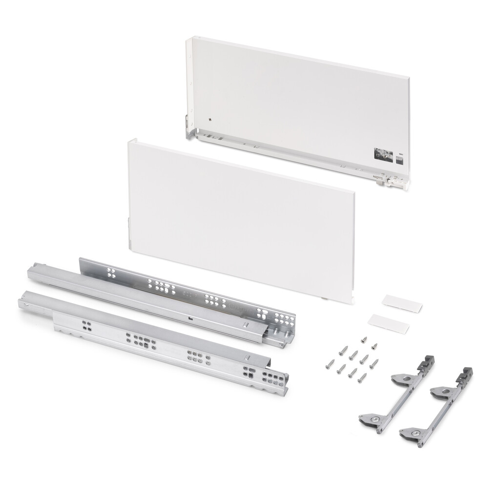 Aussenschublade Vertex 3D 60Kg Höhe 242mm, Tiefe 500mm, Stahl, Weiß lackiert-Primary