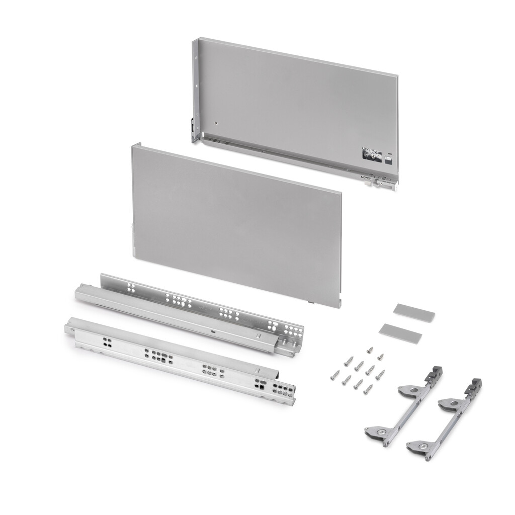 Aussenschublade Vertex 3D 60Kg Schublade Höhe 242mm, Tiefe 450mm, Stahl, Silvergrau-Primary