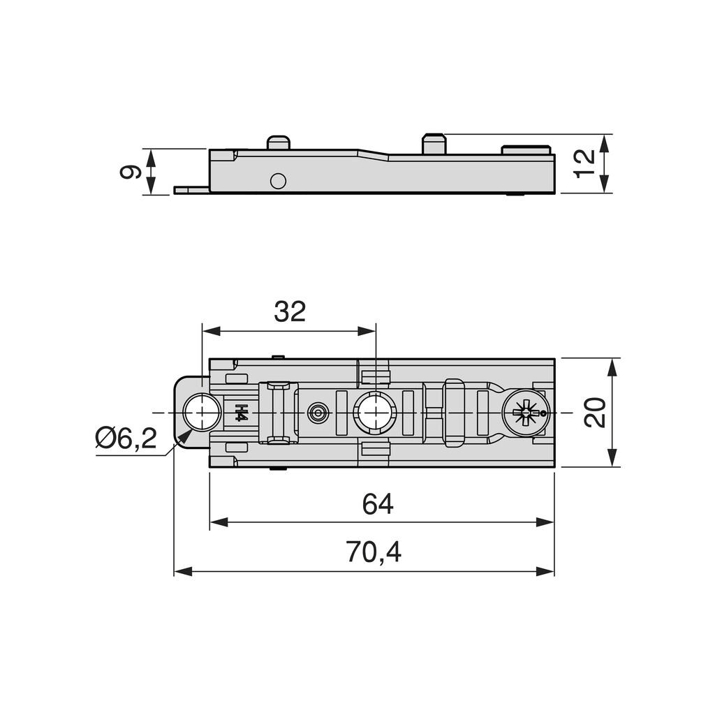 Gerade Ergänzung für Scharnier X91/X92 Zum Anschrauben Scharnier mit Exzenter-Verstellung, 4, Stahl, Titanium-1
