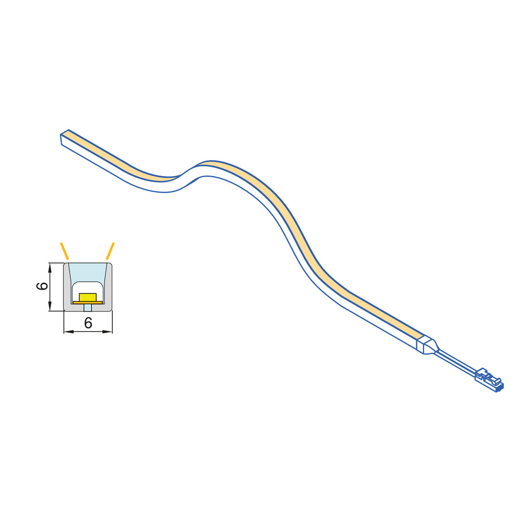 LED Strip 6x6 Neonlynx H, 7,2W/m IP65 (24V DC), length 1.008mm, Warm White light 2.700K, Plastic-3