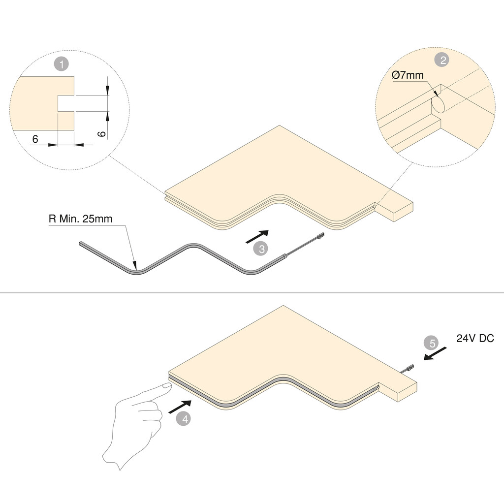 LED Strip 6x6 Neonlynx H, 7,2W/m IP65 (24V DC), length 5.040mm, Warm White light 2.700K, Plastic-4