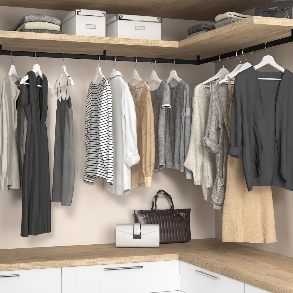 Satz Luxe Garderobenstangenhalter-Set, Kunststoff, Tiefschwarz lackiert, strukturiert-7