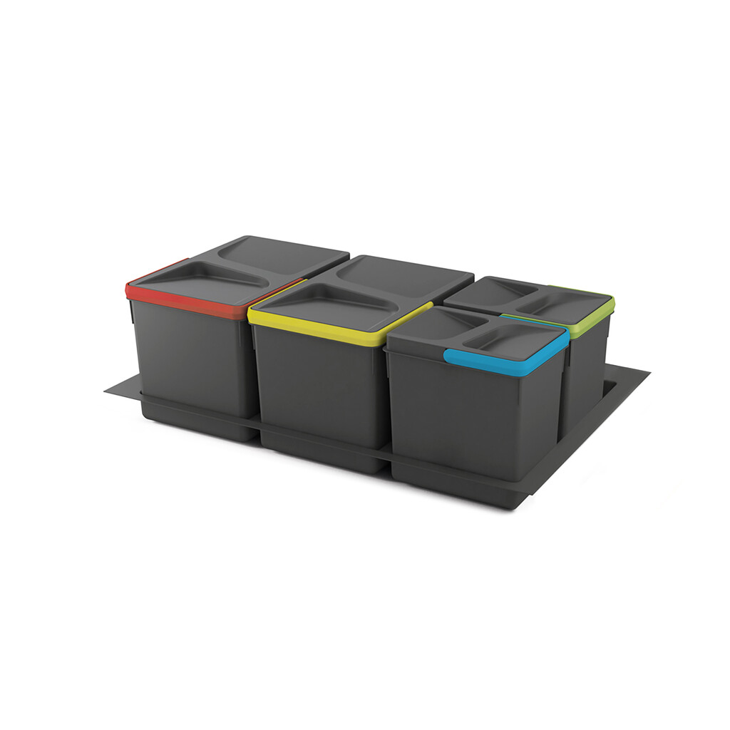 Lot RecycleRecyclingbehälterRecycle für Küchenschublade mit Boden Höhe 216mm, 2x12Liter, 2x6Liter, Modul 800mm, Kunststoff Anthrazitgrau-Primary