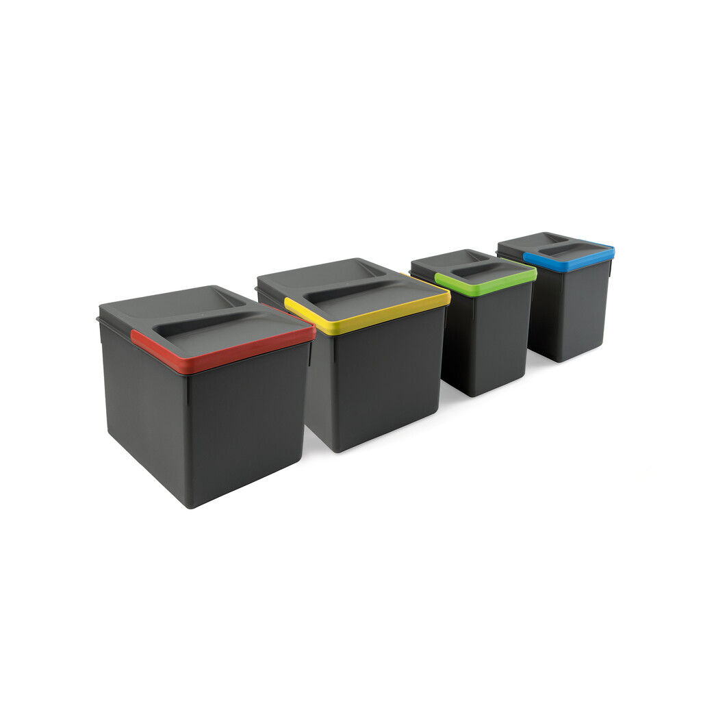 Lot RecycleRecyclingbehälterRecycle für Küchenschublade mit Boden Höhe 216mm, 2x12Liter, 2x6Liter, Modul 800mm, Kunststoff Anthrazitgrau-5