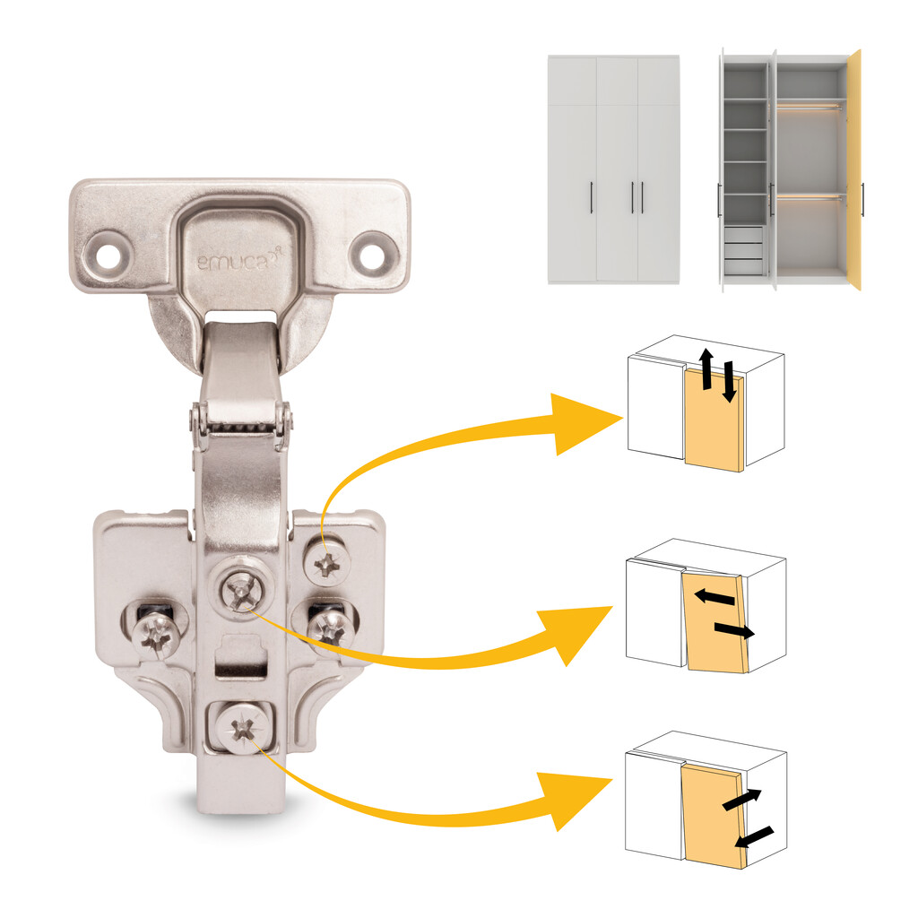 Kit von 20 Topfscharniere X91 Eckanschlag, Schließautomatik, Montageplatten mit vormontiereten Schrauben und Spreizdübeln, Durchmesser 5x9,5mm, Höhe 0, Stahl, vernickelt-6