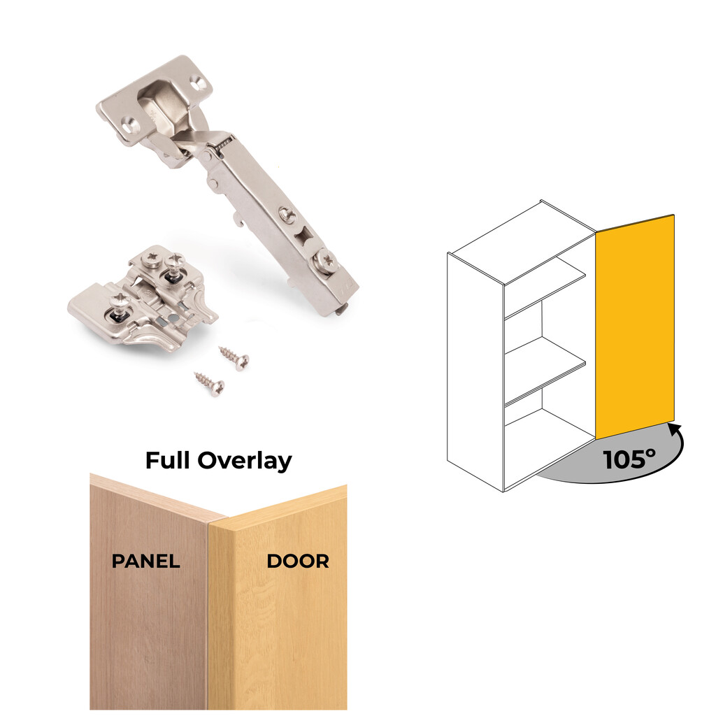 Lote de 20 bisagras rectas X92 con cierre suave y suplementos montaje mixto, Diámetro 5x9.5mm, Altura 0, Acero, Níquel-7