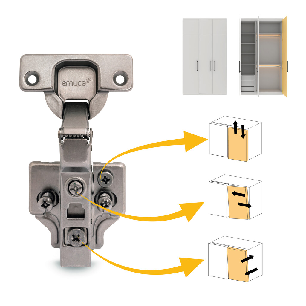 Lot of 20 X91 half Overlay hinges with soft closing and Euro screw plates, Height 0, Nickel Plated, Titanium-7