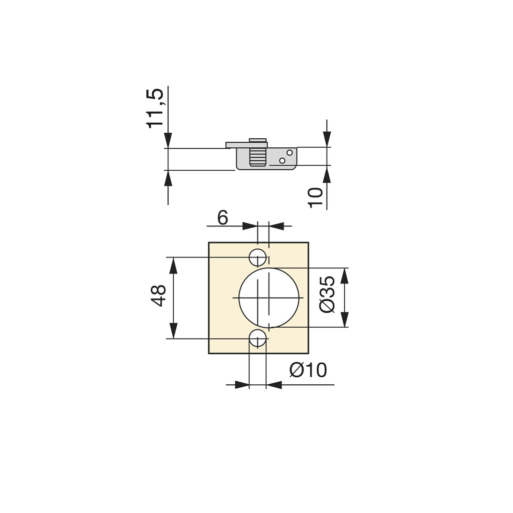 Bisagra recta X91 apertura 155 grados, A presión, Diámetro 10x10mm, Acero, Niquelado-3