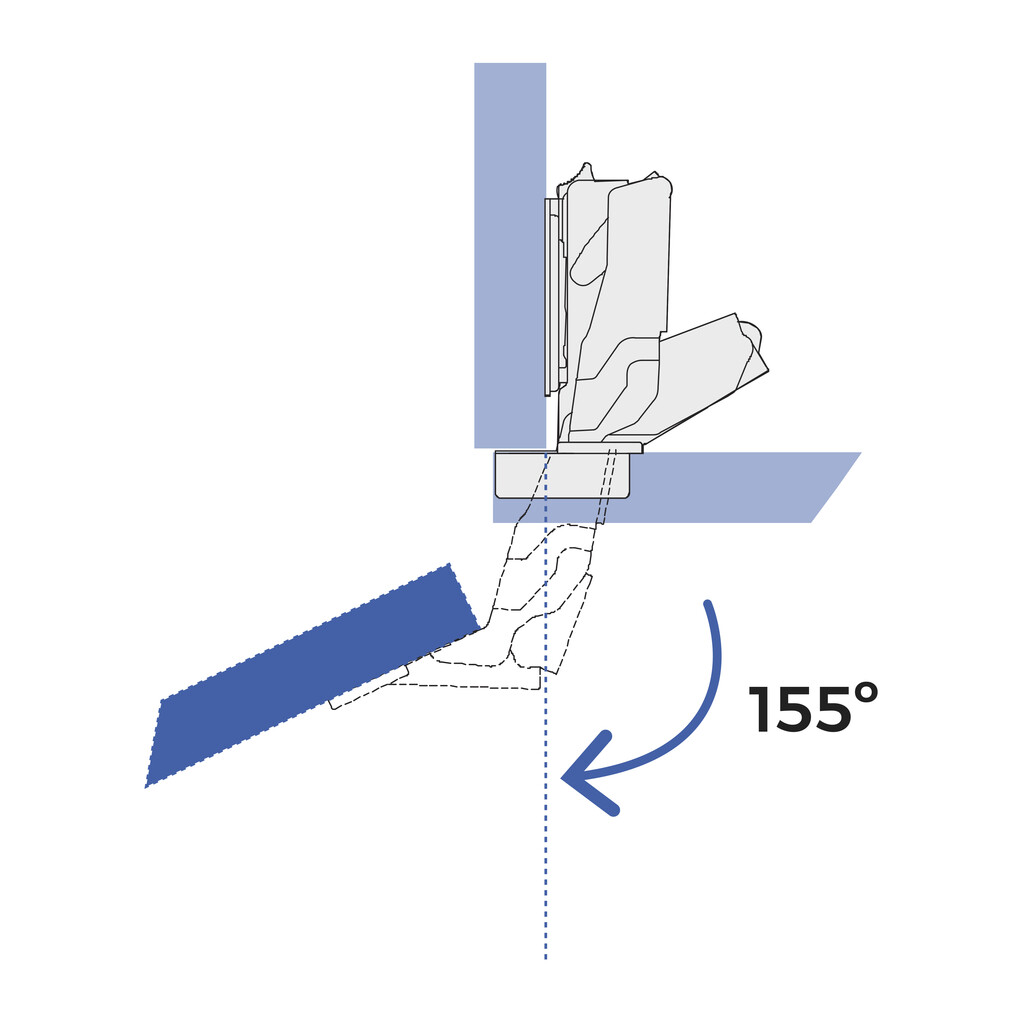 Bisagra recta X91 apertura 155 grados, A presión, Diámetro 10x10mm, Acero, Niquelado-2